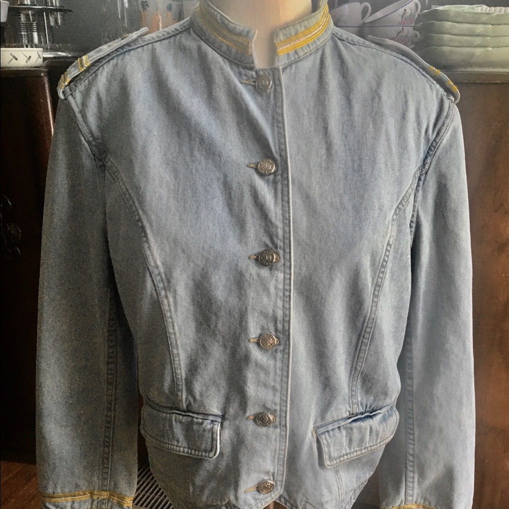 VTG Lizwear Denim Military Jacket, Sz 10 Cotton